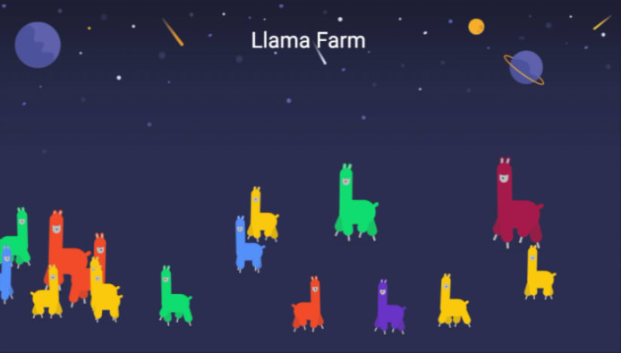 Screenshot from monday trial showing llama farm widget