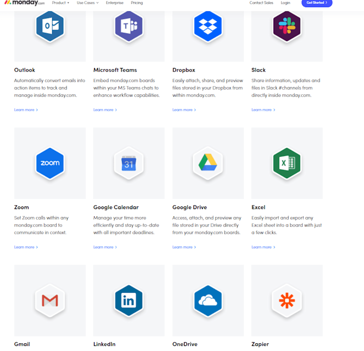 monday.com integrations monday.com integrates with Outlook, Microsoft Teams, Dropbox etc.