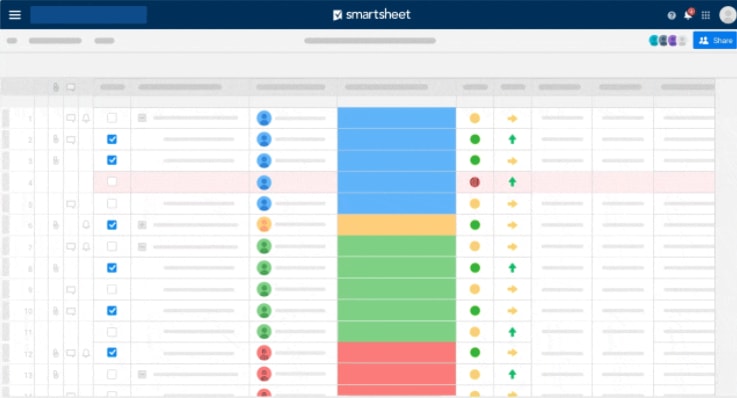 screenshot from Smartsheet showcasing one of their view options