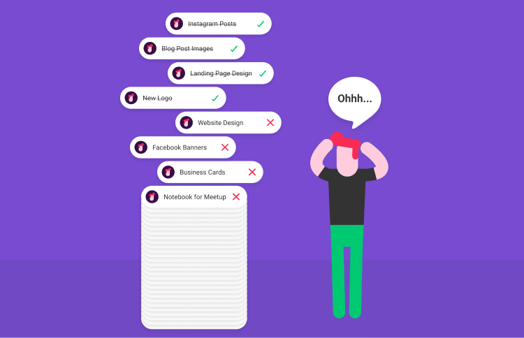 personnage dépassé par de nombreux messages