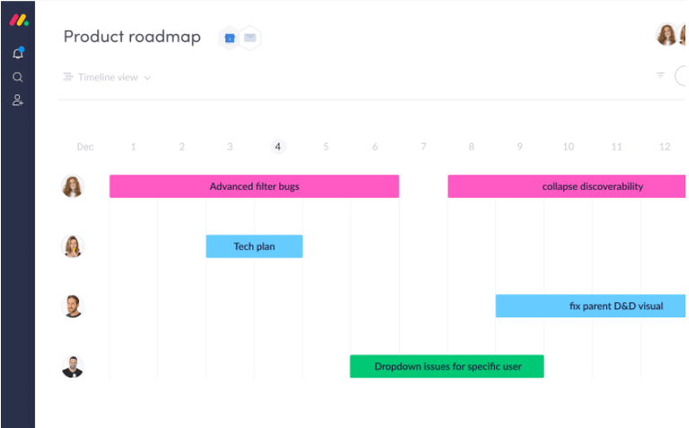 monday.com product roadmap template