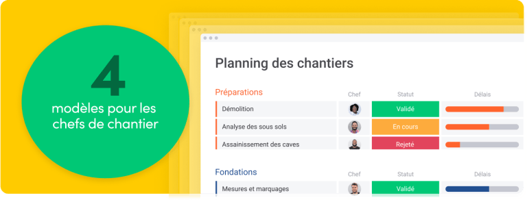 tableau de planning des chantiers