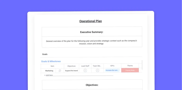 operational plan template