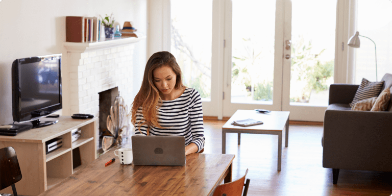 Woman working remotely at home