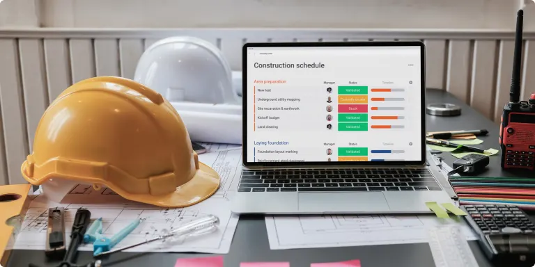 example of monday.com construction timeline template