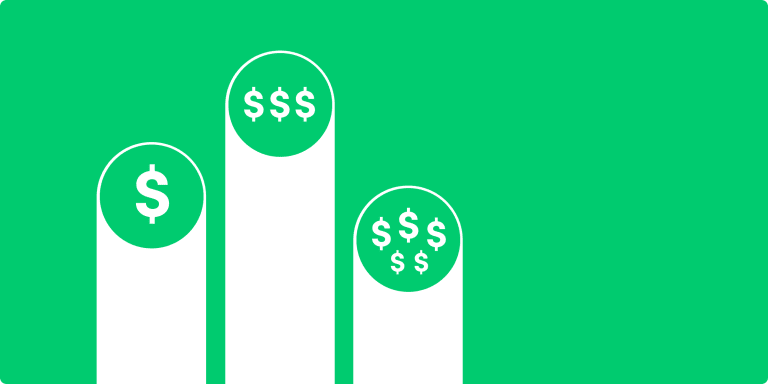 Illustratin of a bar graph with dollar signs