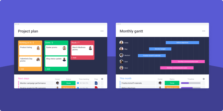 Gantt chart examples on monday.com