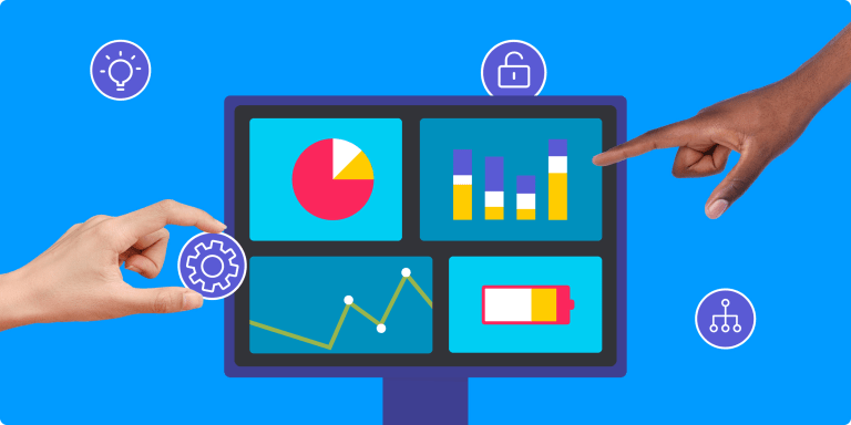 2 hands pointing at a computer screen showing project management charts