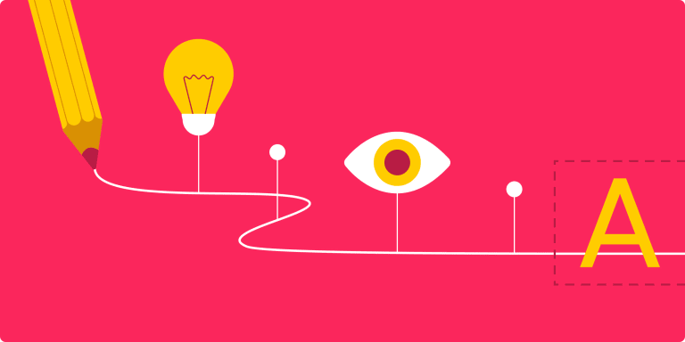 pencil lightbulb eye letter