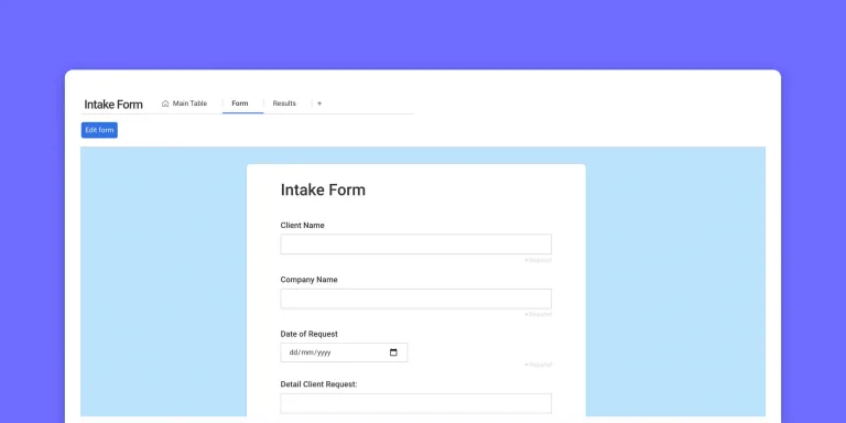 Customizable client intake form template