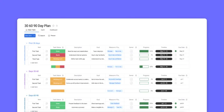 Free 30-60-90 day plan template for your new job