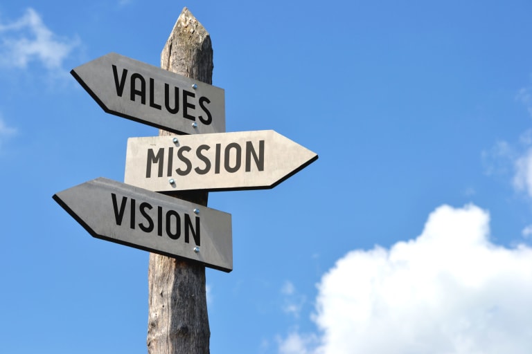 leadership values on signpost