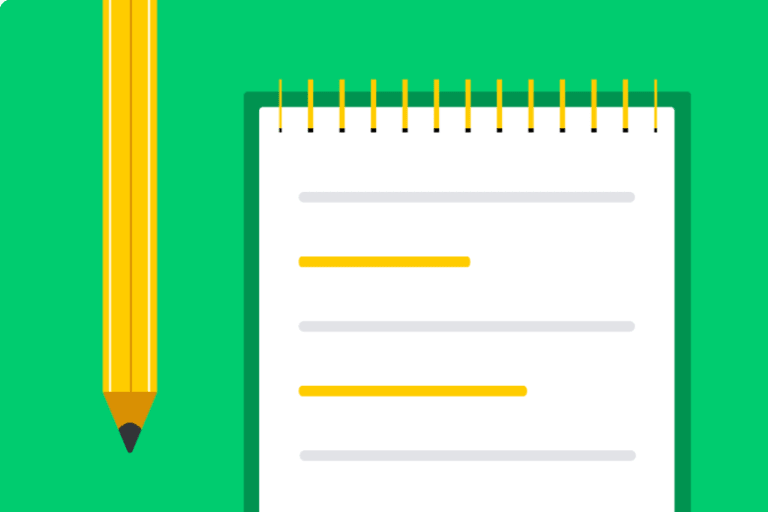 free project management tools, illustration of a pencil and lined paper