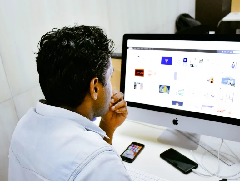 A person checking out his inbox for important mails.