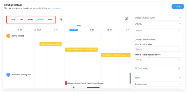 Timeline features to track dates for exams, school holidays, and school events