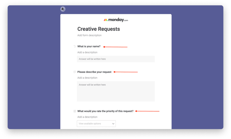 explanation how to change the questions in the form view 