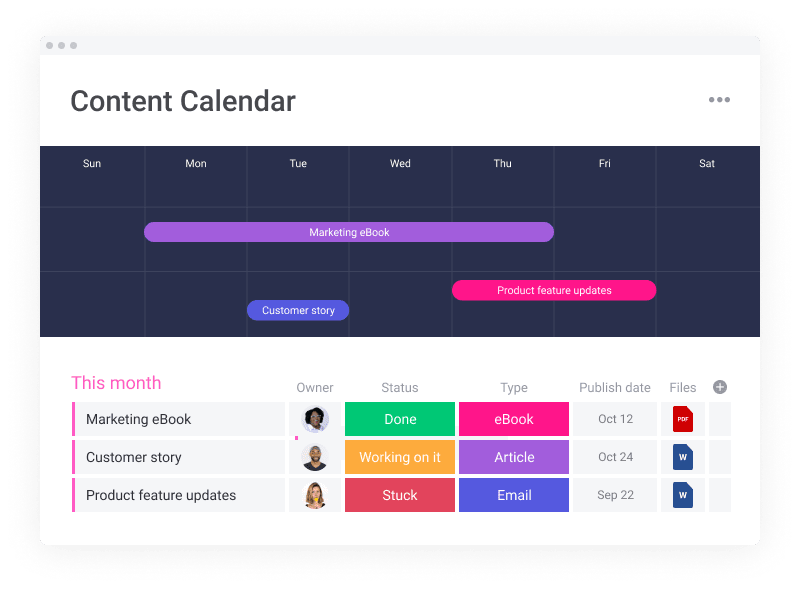 content calendar