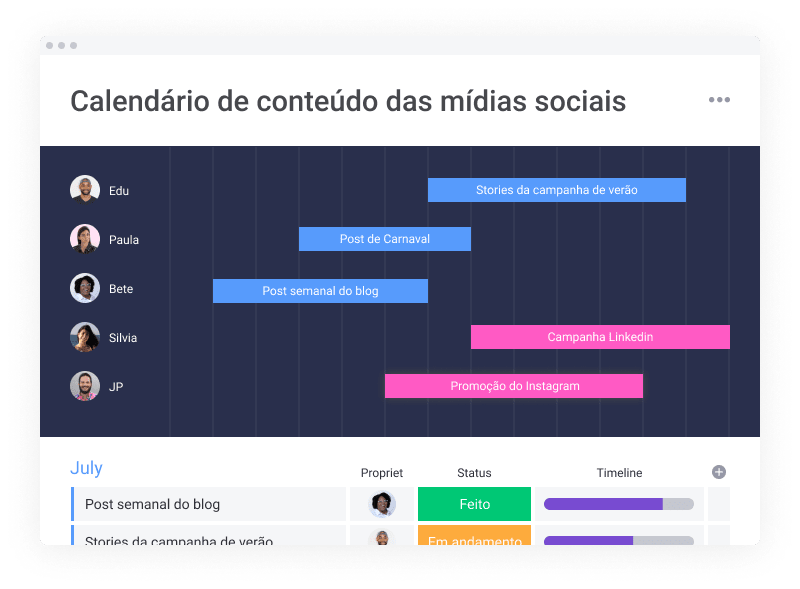 calendario de conteúdo para midias sociais