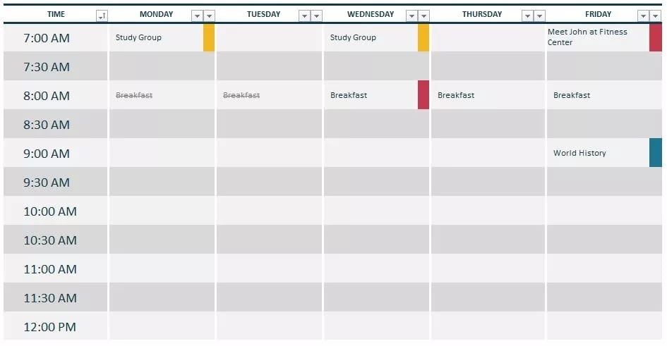 example of a personal time study template