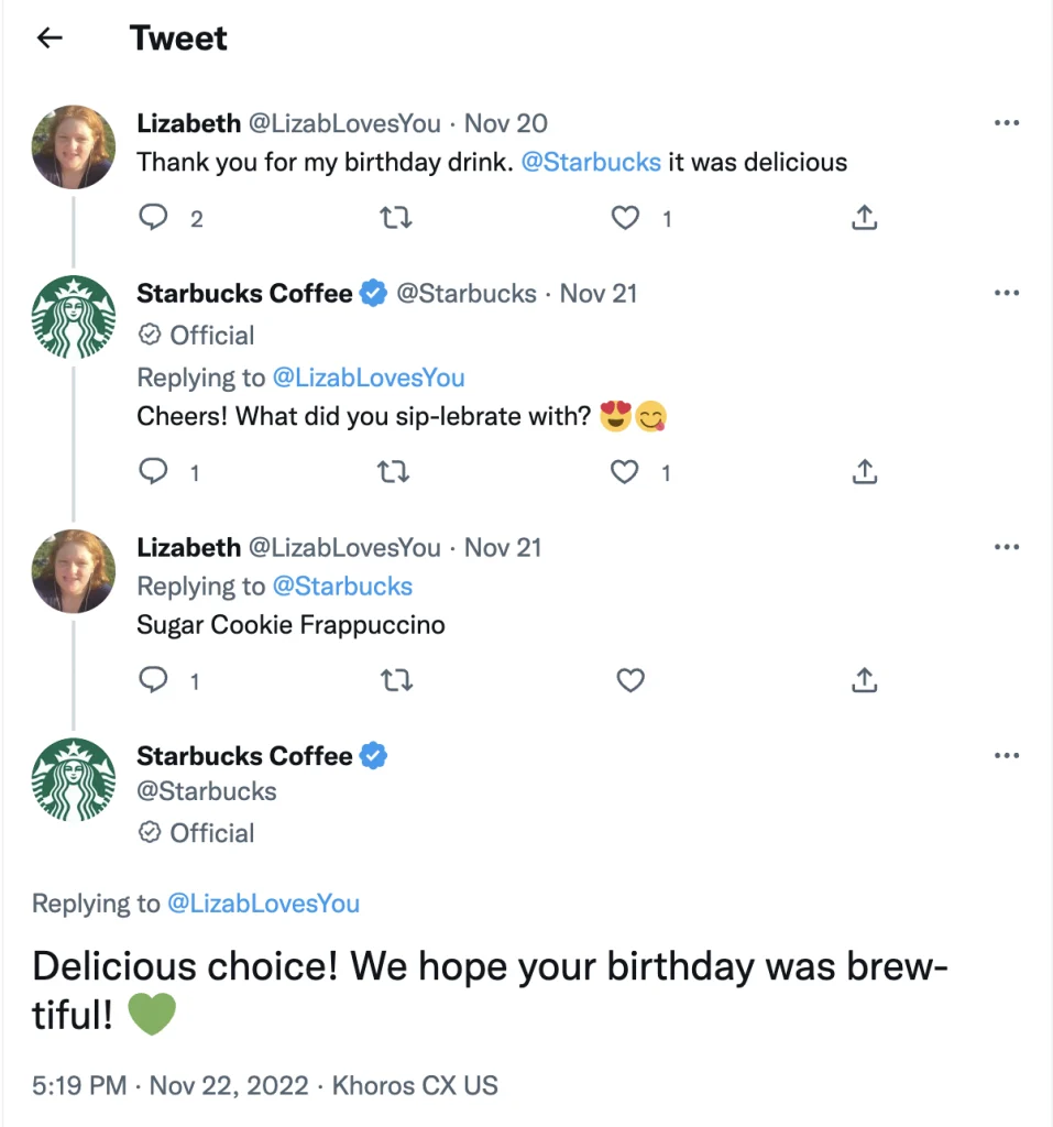 Customer loyalty starbucks engaging with customer