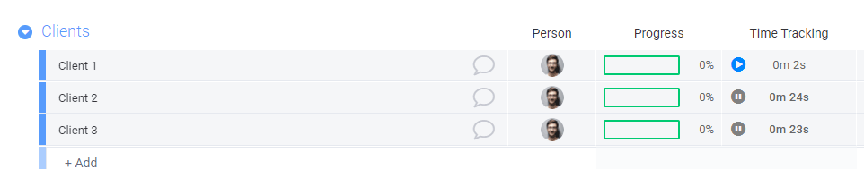 monday.com's time tracking column in action