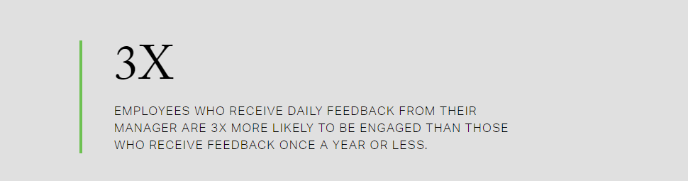 Image showing that employees who receive regular feedback are 3x more engaged than those who don't