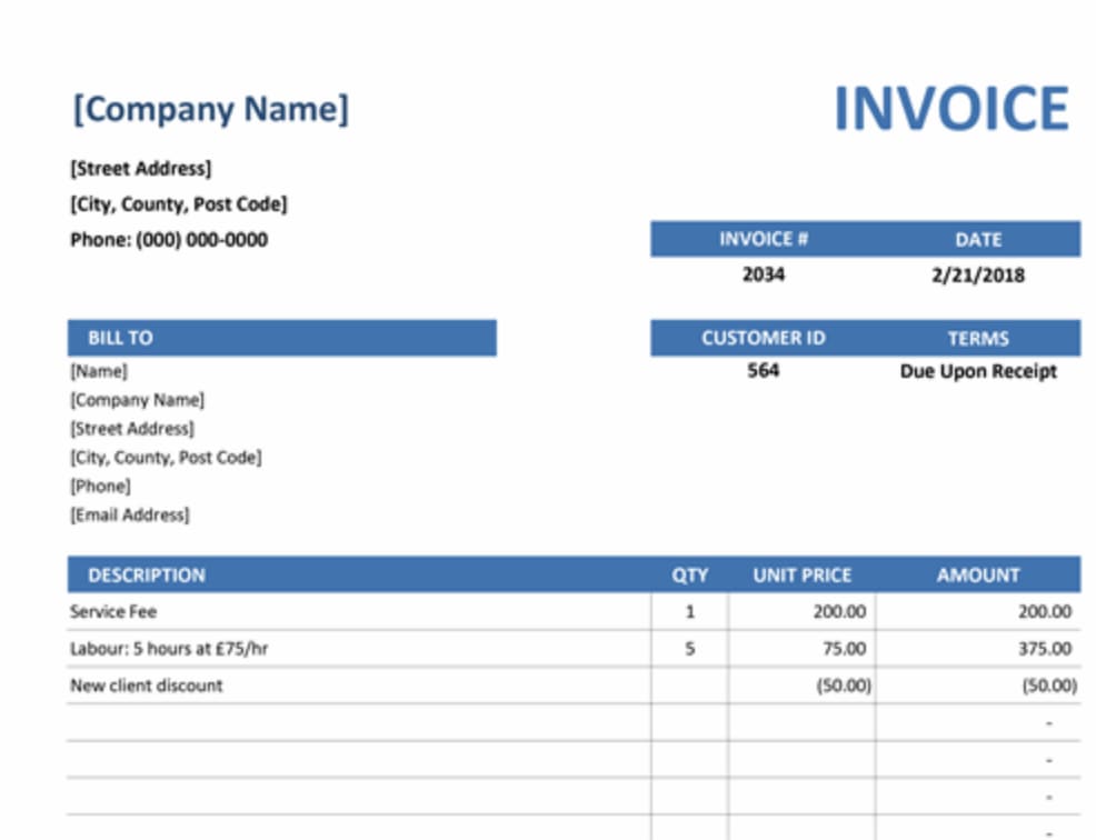 professional website service invoice template