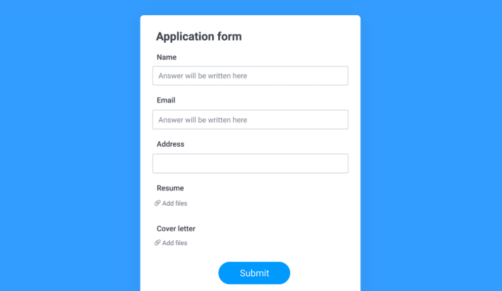 monday.com's job application form template