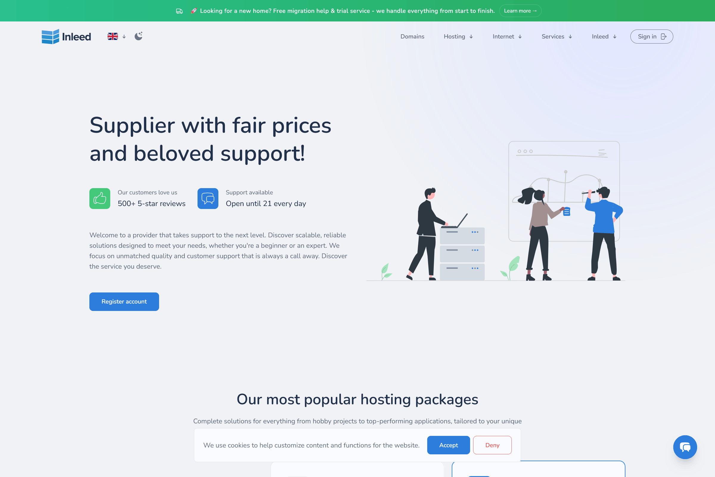 Website mockup for Inleed