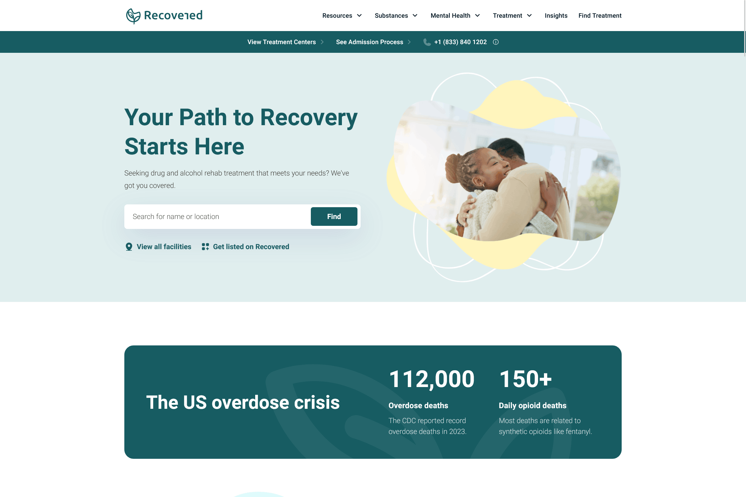 Website mockup for Recovered
