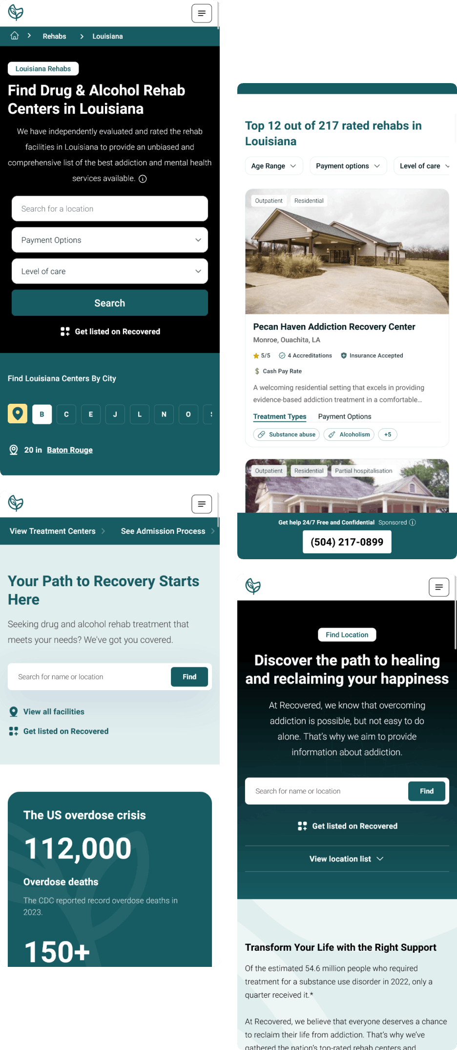 Mobile mockup for Recovered