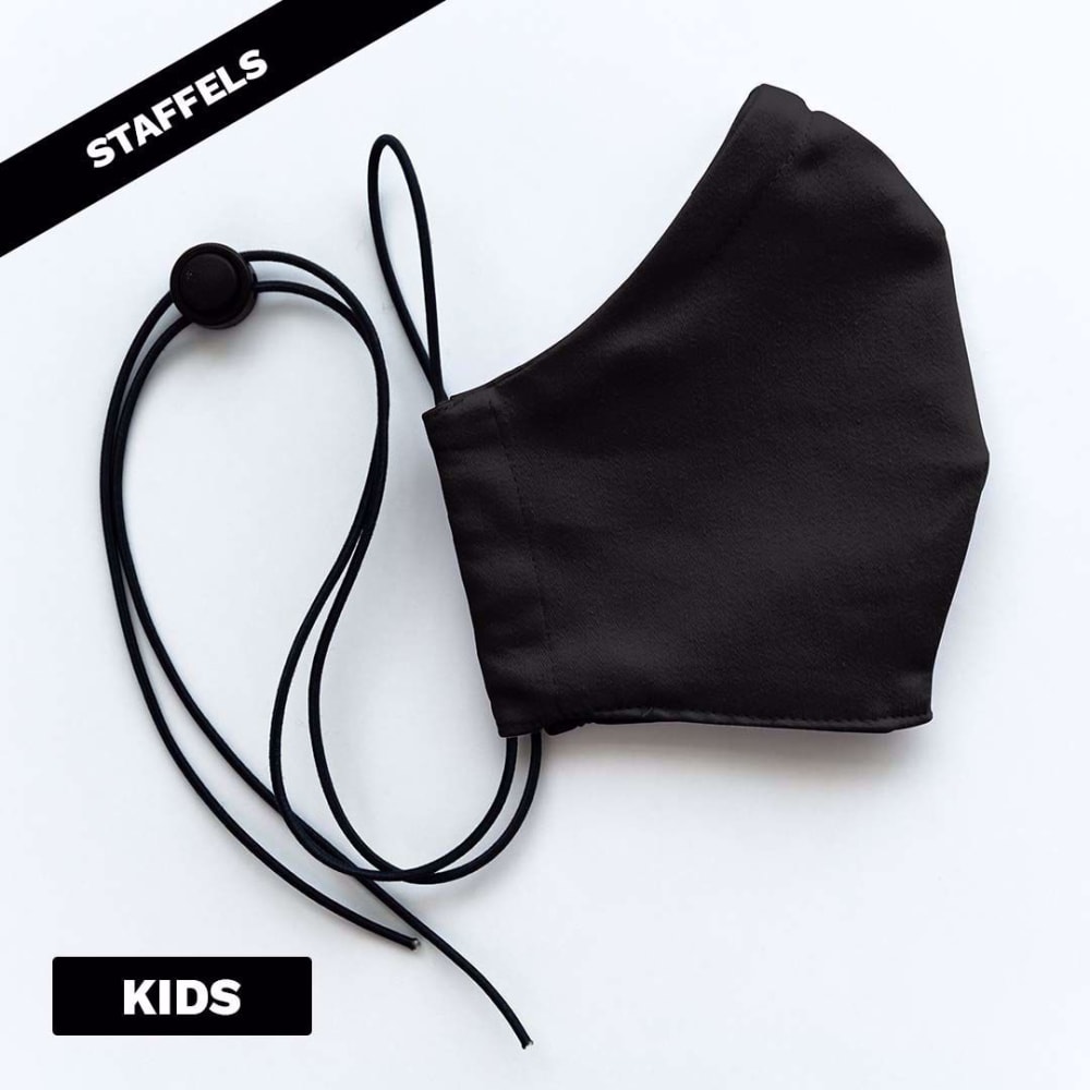 Mondmasker Cup Kids Zwart met elastiek en stopper