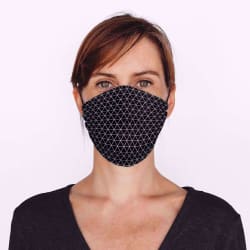 Mondmasker Cup Kids Black rectangles met elastiek en stopper voor kinderen