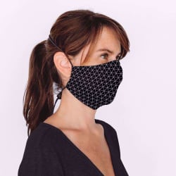 Mondmasker Cup Kids Black rectangles met elastiek en stopper voor kinderen