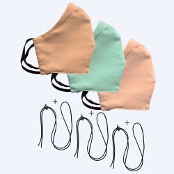 Mondmasker Duo 3x: Beige, Mint, Soft Peach