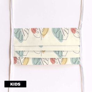 Mondmasker Kids Leafy pastels met linten Mondmasker Kids Leafy pastels met linten