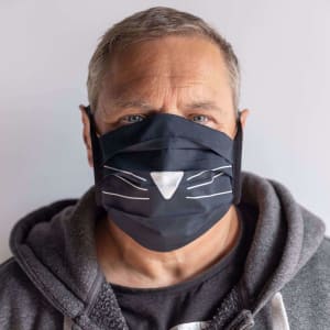 Mondmasker Miauw b(l)ack met linten Mondmasker Miauw b(l)ack met linten
