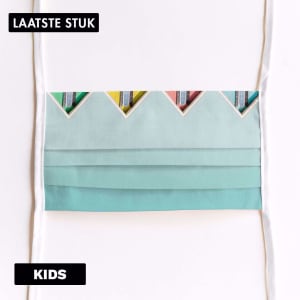 Mondmasker Kids Turqoise houses met linten Mondmasker Kids Turqoise houses met linten