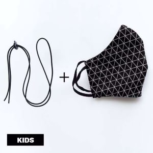 Mondmasker Duo Kids Black rectangles met elastiek en stopper voor kinderen Mondmasker Duo Kids Black rectangles met elastiek en stopper voor kinderen