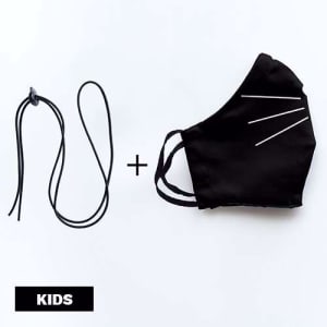 Mondmasker Duo Kids Miauw b(l)ack met elastiek en stopper voor Kinderen Mondmasker Duo Kids Miauw b(l)ack met elastiek en stopper voor Kinderen