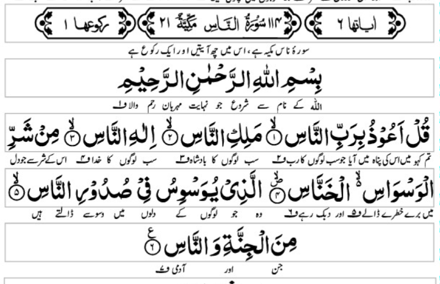 Surah Naas Chapter 114 Surat An Nas The Holy Quran