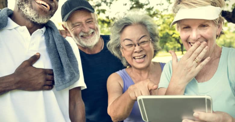 Members of a senior co-op enjoy some time together outdoors