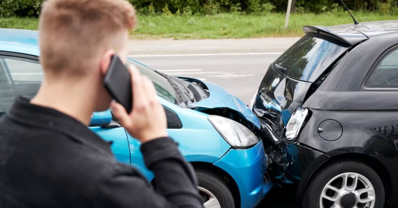 A young man is calling for help after getting into a rear-end accident with an uninsured driver.