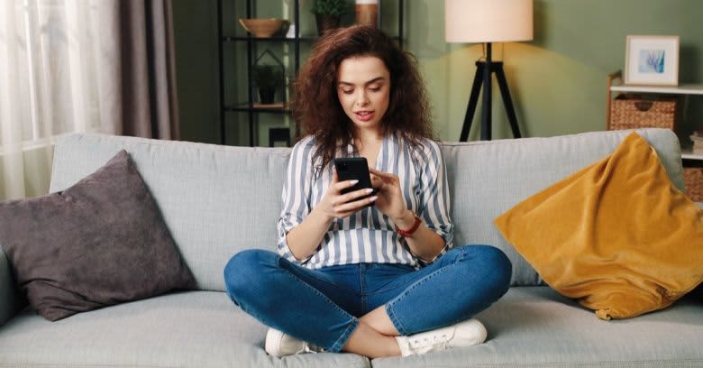 A woman makes a purchase online.