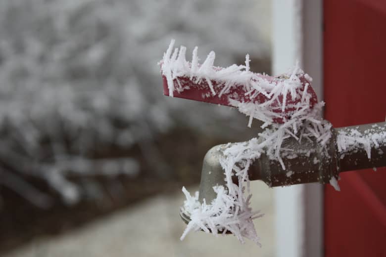 Faucet covered with ice