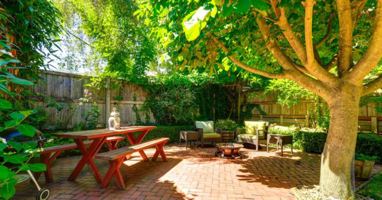 Backyard with shade