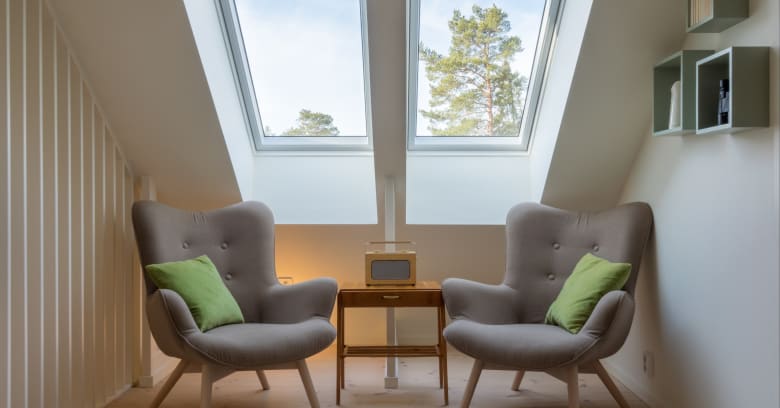 Room with skylights