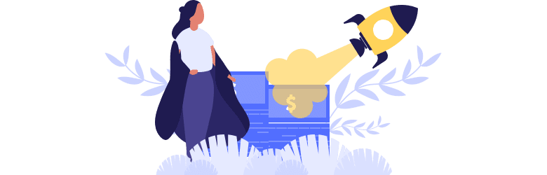 An illustration of a person using online software as a way to boost their job opportunities and income.