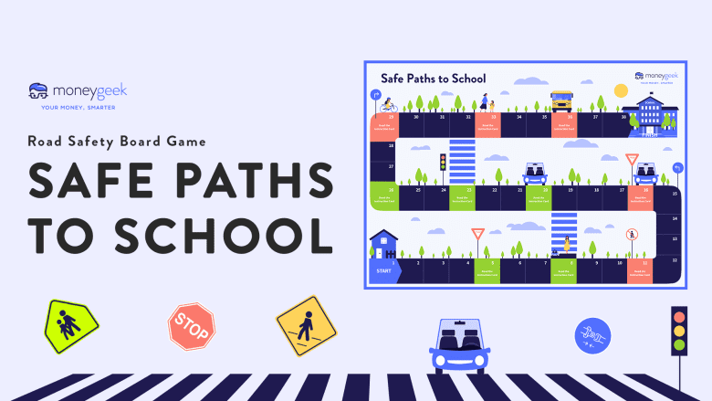 Road Safety Board Game, "Safe Paths to School," teaches children important road safety information.