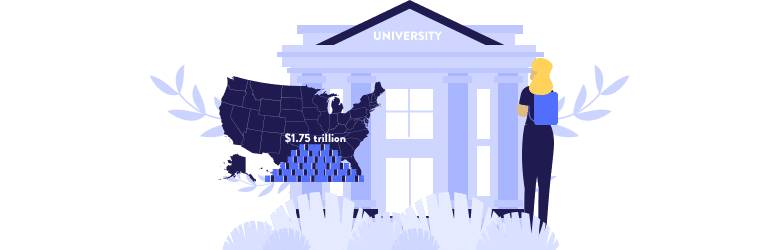 An illustration that reflects the current state of student loan debt in the U.S.